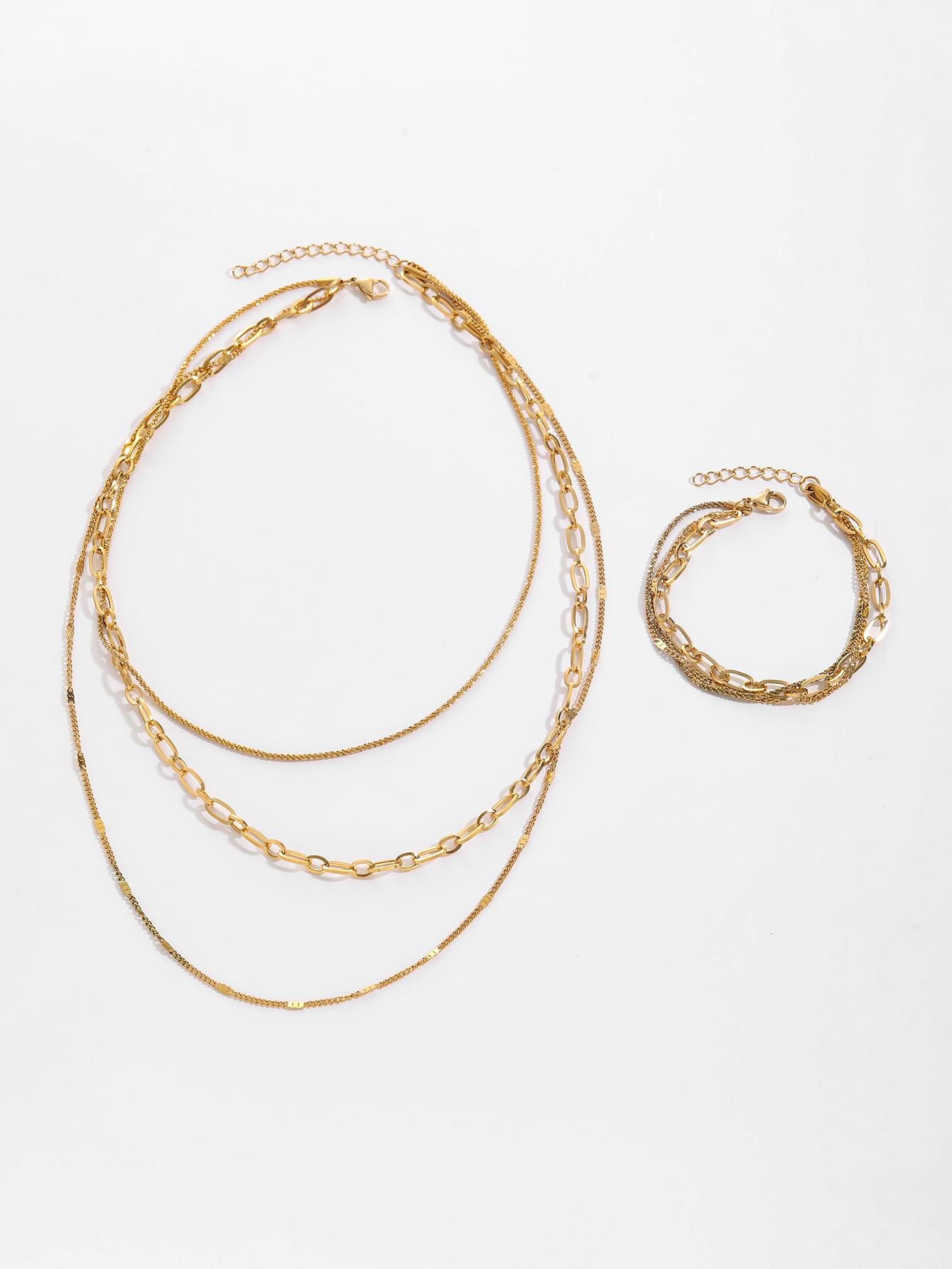 Timeless Layered Gold Necklace & Bracelet Set