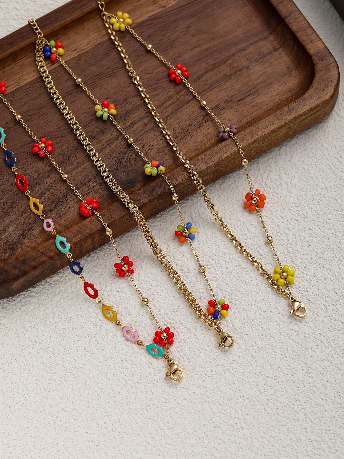 Boho Chic Multi-Layer Flower Charm Bracelets