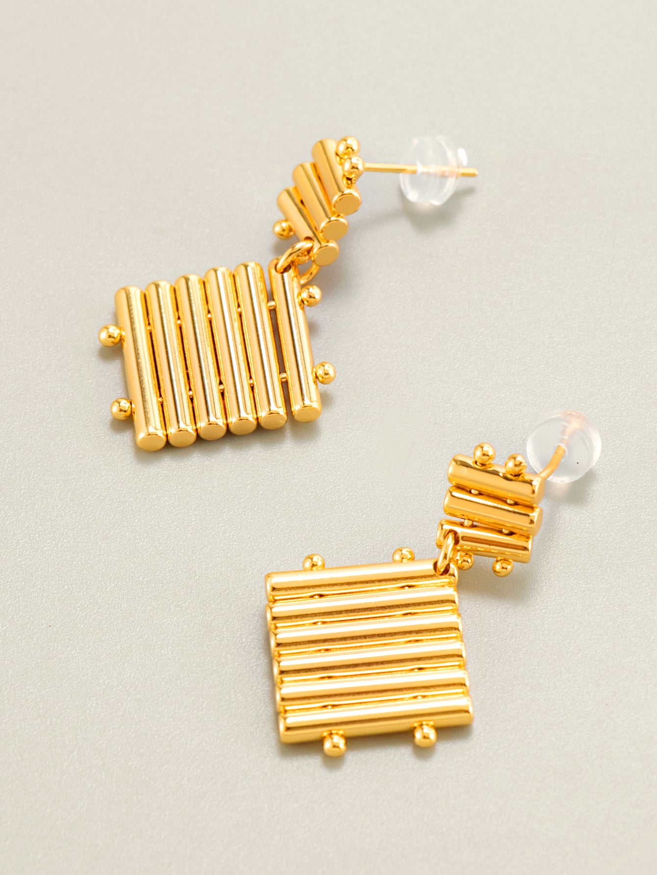 Fashion Brass Geometry Cylindrical Splicing Pendant Earring Studs