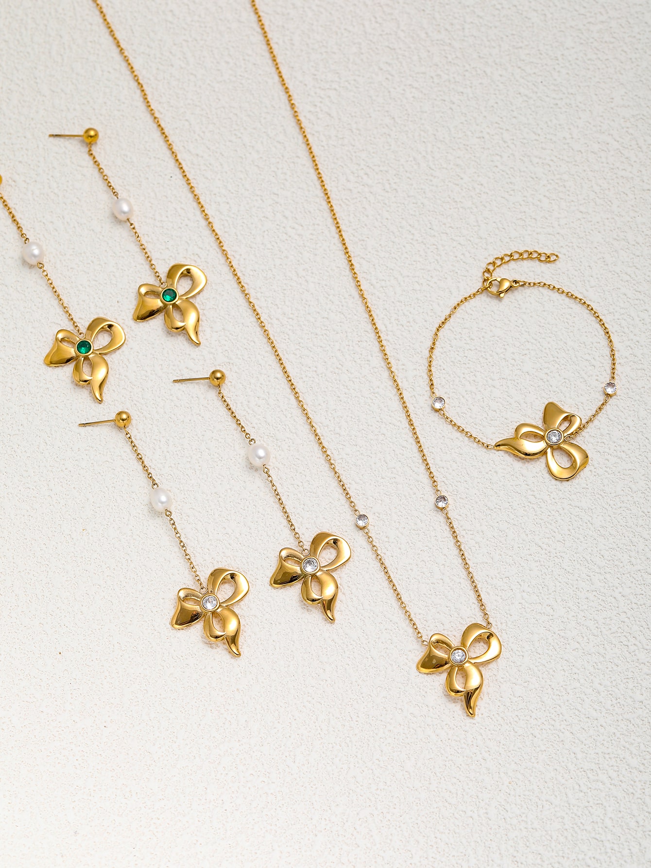 Elegant Bow Pendant & Earrings Collection