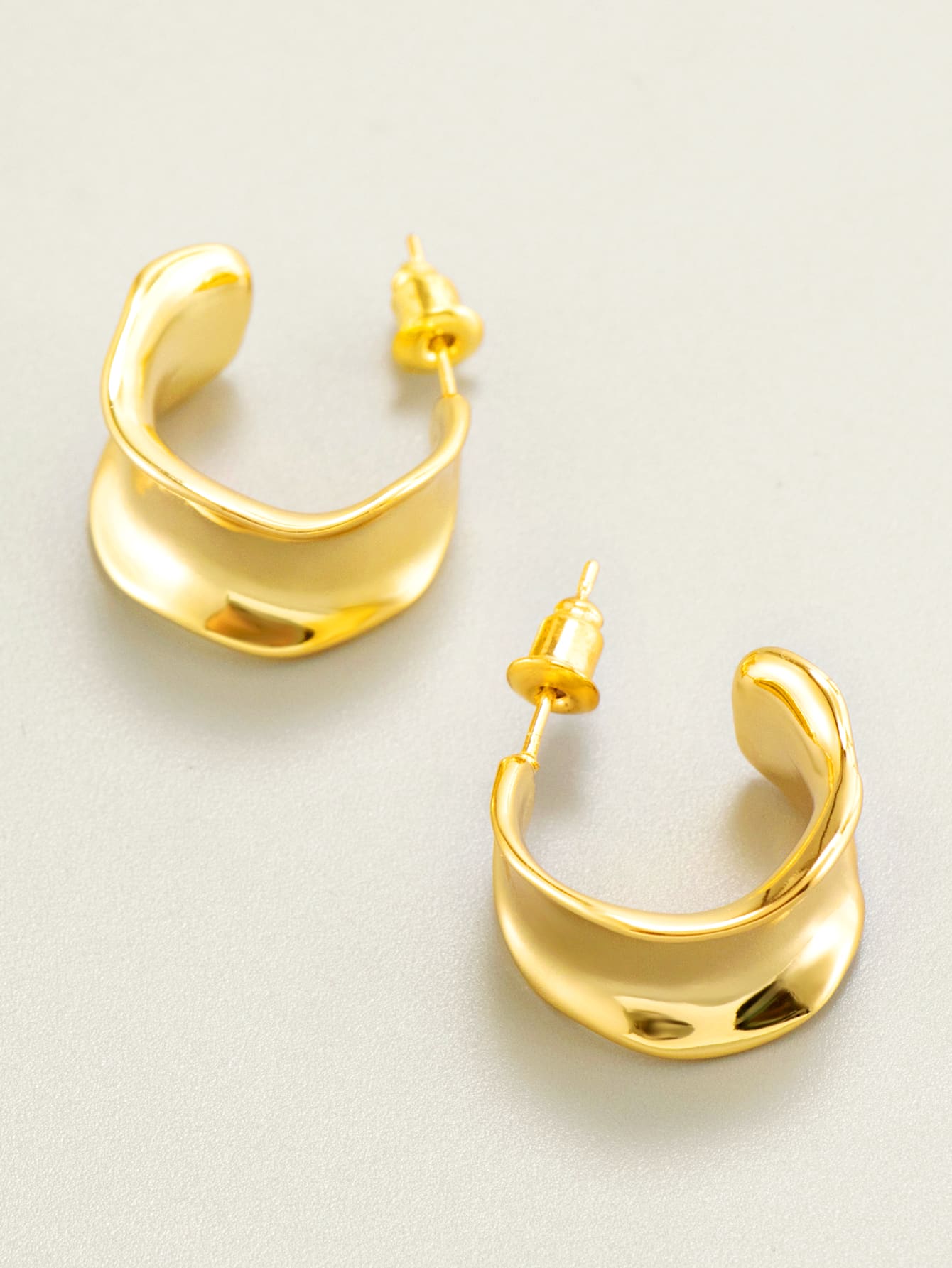 Simple Brass Shape-C Earrings