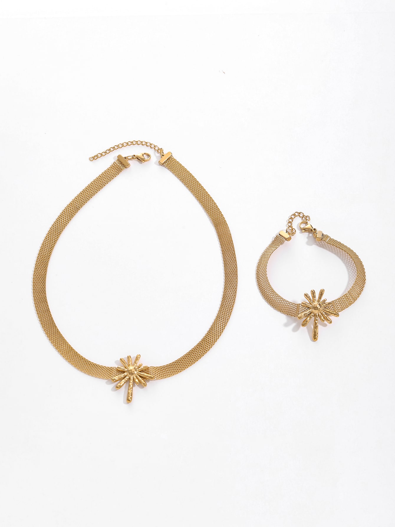 Guld Palm Glow halskæde & armbåndssæt