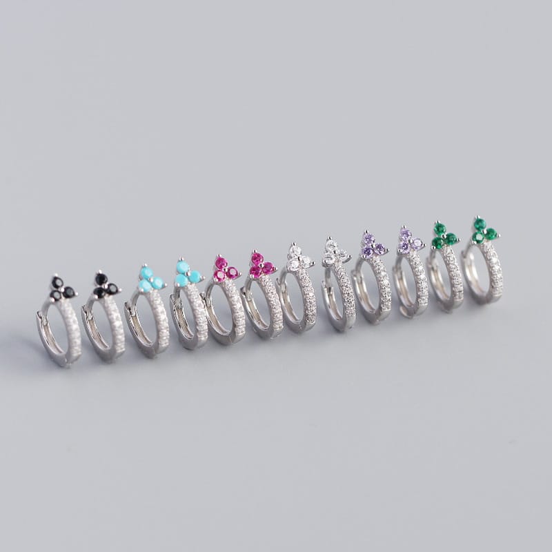 Orecchini geometrici in argento sterling S925 Orecchini da donna con diamanti floreali