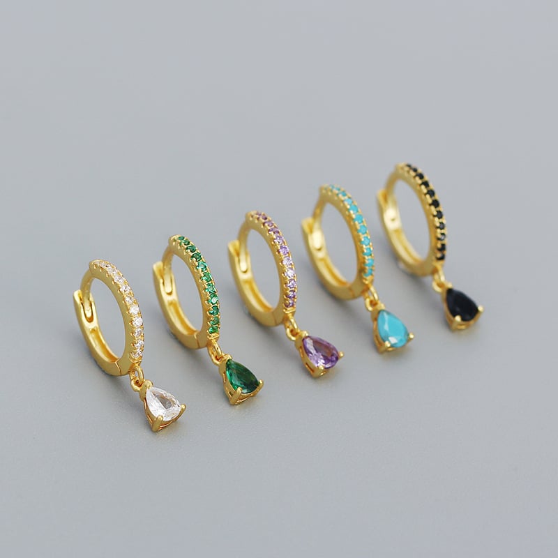 Orecchini geometrici a goccia in argento sterling S925 con diamanti Celi