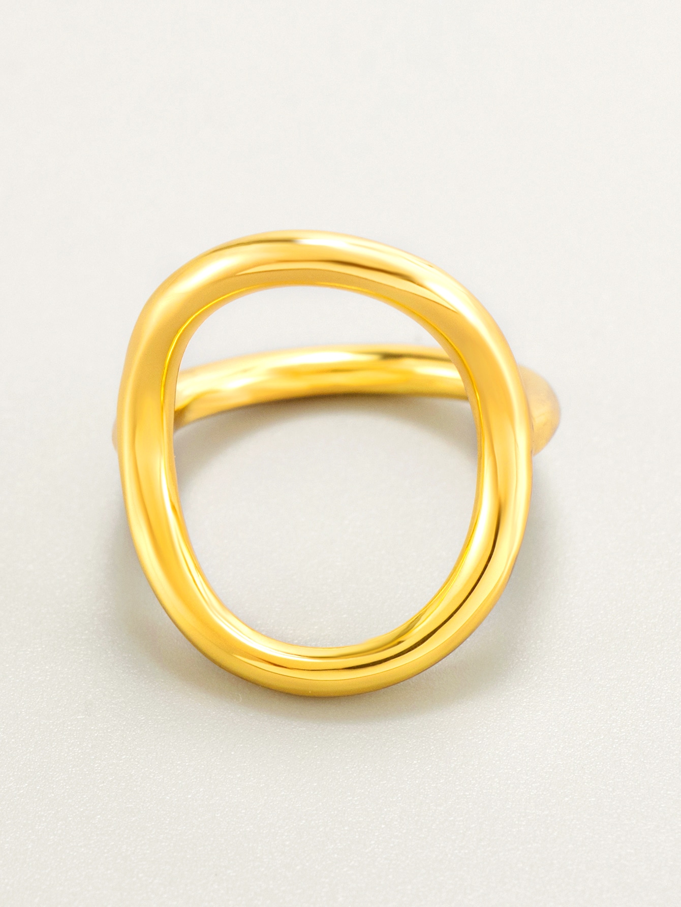 Rustfrit stål, forgyldt, uregelmæssig oval ring