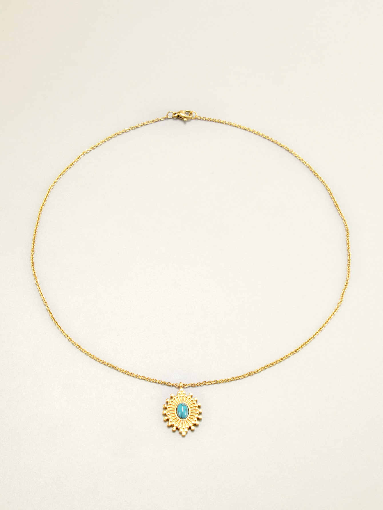 Κολιέ με αχάτη Sun Evil Eye και μπλε τυρκουάζ
