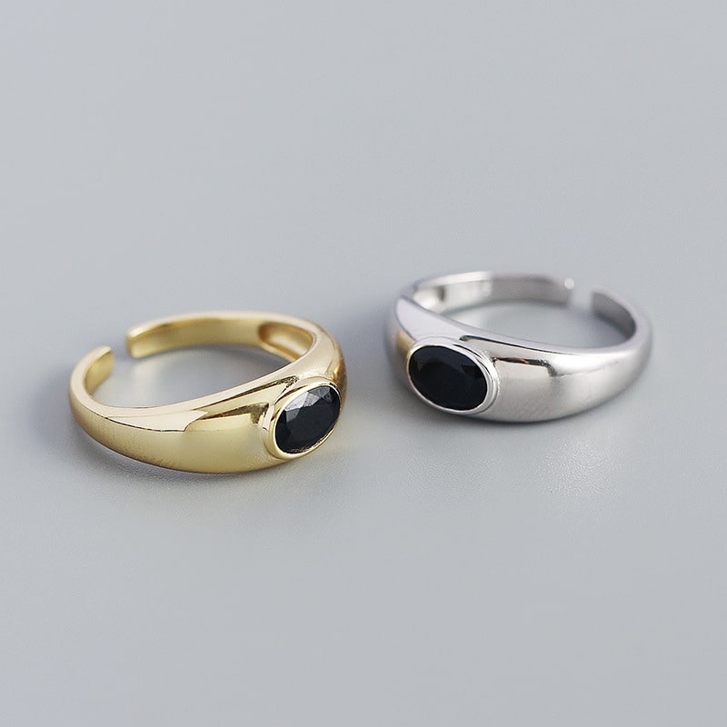 Vintage s925 sølvring med geometrisk oval åben ring